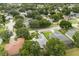 Bird's-eye view of a residential neighborhood with lush green trees surrounding well-kept homes at 1428 Lucky Pennie Way, Apopka, FL 32712