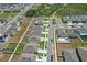 Aerial view showcasing a residential neighborhood with well-maintained lawns and streets at 1975 Cacutta Way, Kissimmee, FL 34744