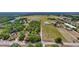 Aerial view showcasing the property's combination of green fields, mature trees, and strategically placed outbuildings at 35651 Huff Rd, Eustis, FL 32736