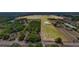 Drone's eye view captures land and barn with boundary lines, displaying the property's layout at 35651 Huff Rd, Eustis, FL 32736
