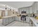 Modern kitchen with updated stainless steel appliances, sleek countertops, and stylish light fixtures at 502 Oak Ln, Maitland, FL 32751