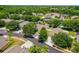 Aerial view of the property showcasing street, surrounding neighborhood, and lush trees at 7288 Winding Lake Cir, Oviedo, FL 32765