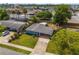 Aerial view showcasing the home, mature trees, and nearby commercial and retail development at 808 Malone Dr, Orlando, FL 32810