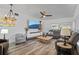 Open living room featuring modern furniture, stylish decor, and hardwood floors at 808 Malone Dr, Orlando, FL 32810