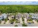 Aerial shot showing a neighborhood street with well-maintained homes and lush greenery in the background at 9534 Piccadilly Sky Way, Orlando, FL 32827