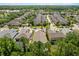 Aerial view of a neighborhood showcasing well-maintained homes, palm trees, and landscaped streets at 9534 Piccadilly Sky Way, Orlando, FL 32827