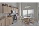 Kitchen with stainless steel appliances, neutral countertops, and a cozy breakfast nook with natural light at 149 Acadia Dr, Kissimmee, FL 34759