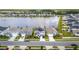 Aerial view featuring houses, a large pond, and well-maintained landscaping, ideal for residential living at 1631 Pontiff Pl, Davenport, FL 33896
