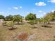 Backyard featuring young trees, mulch, green grass, and ample space to build at 2002 Adair St, Ocoee, FL 34761