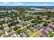 Expansive aerial view showcasing a residential neighborhood with mature trees, several lakes, and well-maintained homes at 2024 Beardsley Dr, Apopka, FL 32703