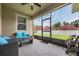 Enclosed patio offers a shaded space with serene outdoor views of a fenced yard at 2938 Bushmead Ct, Ocoee, FL 34761