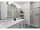 Contemporary bathroom includes a double sink vanity, walk-in shower, and sleek fixtures at 4474 Enders St, Orlando, FL 32814