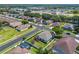 Panoramic aerial view of a neighborhood featuring well-maintained homes, mature trees, and community landscaping at 570 Cascading Creek Ln, Winter Garden, FL 34787