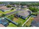 Aerial view of a home with screened-in patio, fenced yard, and mature trees in a residential area at 570 Cascading Creek Ln, Winter Garden, FL 34787