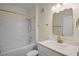 Clean bathroom featuring a shower-tub combo and single vanity with a white countertop at 8818 Villa View Cir # 304, Orlando, FL 32821