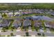 Stunning aerial view of a neighborhood with pond views, lush greenery and cul-de-sac streets at 10742 Belle Maisons Dr, Orlando, FL 32832