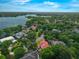 Picturesque aerial view of a lakeside neighborhood showcasing beautiful homes surrounded by lush greenery at 1401 Green Cove Rd, Winter Park, FL 32789