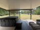 A spacious backyard featuring a covered patio and a hot tub at 14598 Se 28Th Ct, Summerfield, FL 34491
