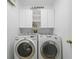 Functional laundry room with ample storage and modern washer and dryer units at 14848 Bonnybridge Dr, Orlando, FL 32826