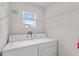 Laundry room with washer, dryer, wire shelving, and a window for natural light at 2213 Grand Cayman Ct # 1138, Kissimmee, FL 34741