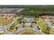Aerial view of community center with a luxurious pool surrounded by palm trees and lush landscaping at 2574 Shanti Dr, Kissimmee, FL 34746
