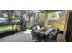 Screened patio with table, chairs, and view of backyard at 4102 Feldspar Trl, Orlando, FL 32826