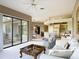 Open-concept living room with a large sliding glass door and view of the patio at 502 Canopy Ln, Lady Lake, FL 32159