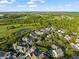 Aerial view of homes nestled among lush green spaces, golf courses, and serene lakes in a planned community at 506 Golfpark Dr, Celebration, FL 34747