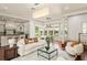 Beautifully staged living room open to the kitchen with large windows and an abundance of natural light at 506 Golfpark Dr, Celebration, FL 34747