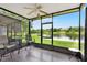 View from patio featuring a lake surrounded by green space with outdoor furniture and ceiling fan at 6201 Goethe St # 103, Orlando, FL 32835