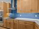 Close up of kitchen with a large island, stainless steel appliances, and stylish wood cabinetry at 8018 Colby Cir, Orlando, FL 32817