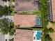 Aerial view of home showcasing a private pool area with landscaping and brick patio at 8439 Prestbury Dr, Orlando, FL 32832