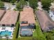 Aerial view of property showcasing well-maintained landscaping and a private pool at 8439 Prestbury Dr, Orlando, FL 32832
