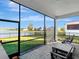 Screened patio with an expansive view of the lake and backyard. Plenty of space for entertaining at 891 Megano Blvd, Deland, FL 32724