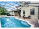 Screened-in pool area with inviting pool, outdoor seating, and lush landscaping at 9104 Stromboli Ct, Kissimmee, FL 34747