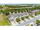 Aerial view of townhomes, showing garages, neutral paint scheme, landscaping and well-maintained community at 1109 Pavia Dr, Apopka, FL 32703