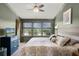 Comfortable bedroom featuring large windows, a ceiling fan, and modern furnishings and decor at 1109 Pavia Dr, Apopka, FL 32703