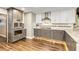Contemporary kitchen showcasing stainless steel appliances and gray and white cabinets at 6375 Topsy Trl, St Cloud, FL 34771