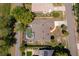 An aerial shot showing a pool and backyard of a home with neighborhood view at 713 Coach Light Dr, Fern Park, FL 32730