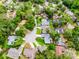 This aerial view showcases a home with a well-maintained lawn on a peaceful, tree-lined cul-de-sac at 717 Pine Ter, Altamonte Springs, FL 32714