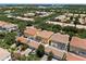 An aerial view displaying townhomes with screened patios, private garages, beautiful lawns, and tile roofs at 11918 Nautica Dr, Orlando, FL 32827