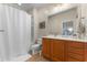 Bathroom with a shower, vanity, toilet and tile floor providing a functional space at 11918 Nautica Dr, Orlando, FL 32827