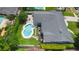 Breathtaking aerial perspective of a home with a private pool, manicured lawn, patio and lush greenery at 1245 Munster St, Orlando, FL 32803