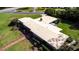 An aerial view of the property shows the architectural roof design and backyard at 2001 Lily Ct, Sanford, FL 32771