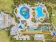 An overhead real estate view of pool, water slides, and water-play zone at 257 Auburn Ave, Kissimmee, FL 34747