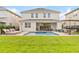 Spacious backyard with a pool, patio, outdoor dining area, and well-maintained lawn at 257 Auburn Ave, Kissimmee, FL 34747