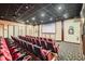 Private theater room featuring red seating, a large screen, and ambient lighting for an immersive viewing experience at 2999 Buccaneer Palm Rd, Kissimmee, FL 34747
