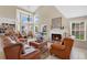 Bright living room with high ceilings, a fireplace, and lots of natural light from large windows at 518 Glen Grove Ln, Orlando, FL 32839