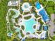 Aerial view of a vibrant resort-style water park featuring pools, slides, and various recreational amenities at 14501 Grove Resort Ave # 2438, Winter Garden, FL 34787