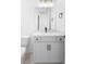 Bright bathroom featuring a gray vanity with a white countertop and modern fixtures at 2131 Brighton Ln, Orlando, FL 32817